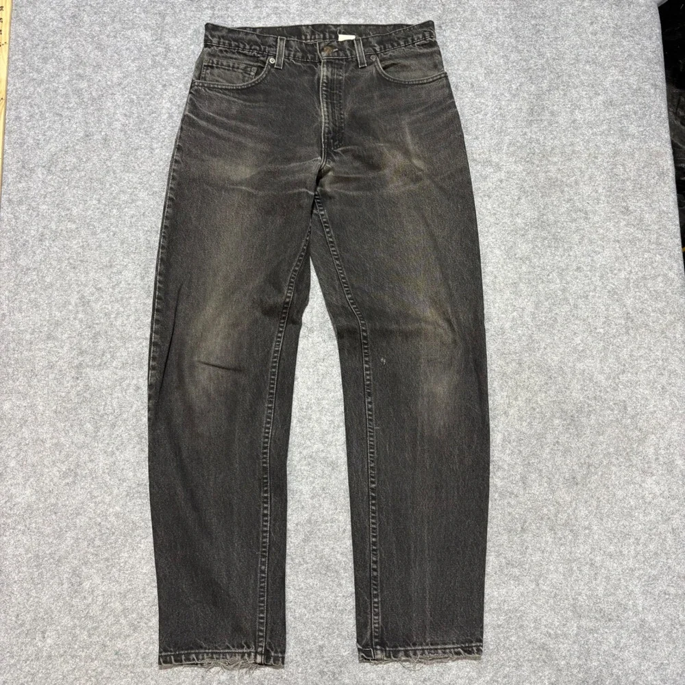 Vintage Levis 550 Relaxed Fit Tapered Leg Black Faded Jeans M 33x32 Made in USA